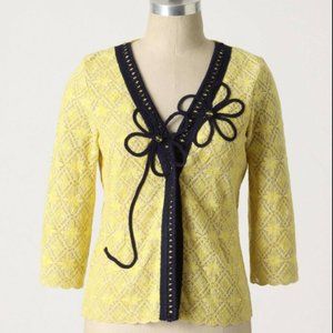 Anthropologie Midnight Daisy Cardigan, Lace Cardi Top Field Flower, Size XS